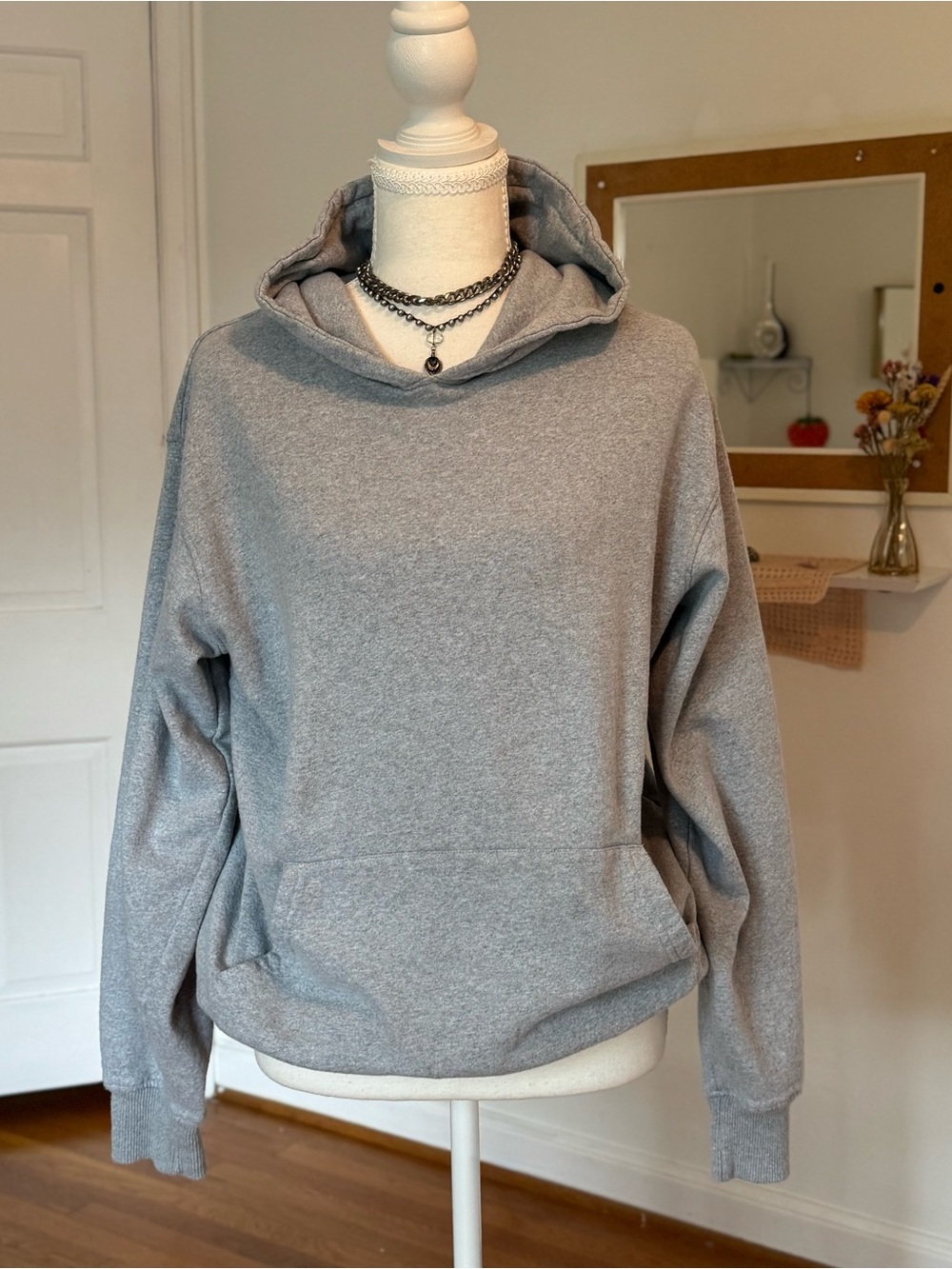 Heather Grey Oversized Hoodie Cozy Loungewear Boyfriend Fit Unisex Men’s Sz Med